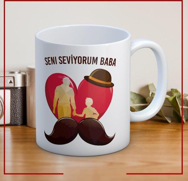 Seni Seviyorum Baba Baskılı Babalar Günü Kupa Bardak - Image 1