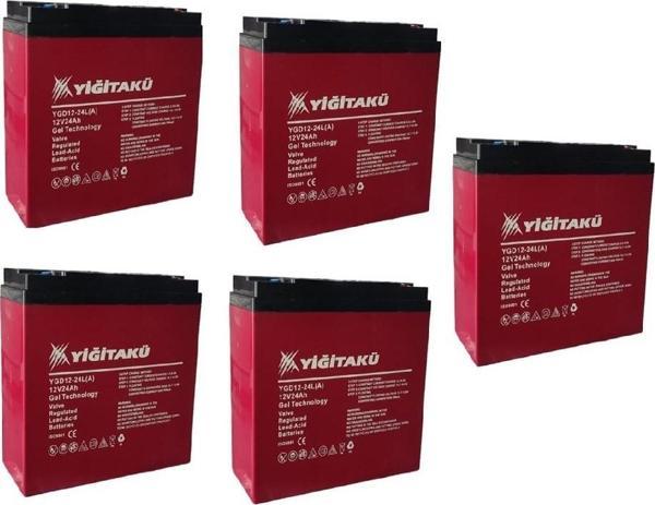 Yiğit 24Ah 12V Dik Akü 2025 Üretim 5'li SET AKÜ EBATLARI: 169x179x78mm - Image 1