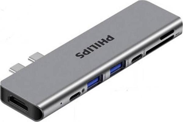 Philips 7 İn 1 Çift Type C Gişirli Çevirici  4K hdmi 100w Pd Usb 3.0*2 - Kart Okuyucu  - Image 1