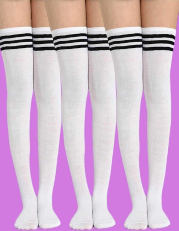 Pamuklu Diz Üstü Çorap 3'Lü Set - Image 1