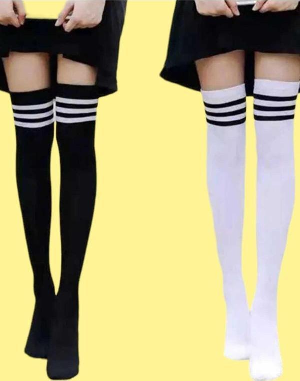 Pamuklu Diz Üstü Çorap 2'Li Set - Image 1