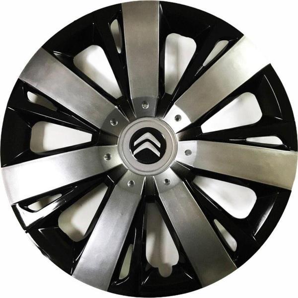 Nkt Group Citroen Nemo Uyumlu 15 Inç Piano Black Siyah Beyaz Renkli Jant Kapağı 4 Adet - Image 1