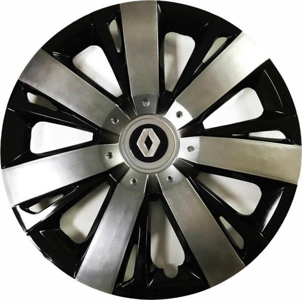 Nkt Group Renault Kangoo Uyumlu 15 Inç Piano Black Siyah Beyaz Renkli Jant Kapağı 4 Adet - Image 1