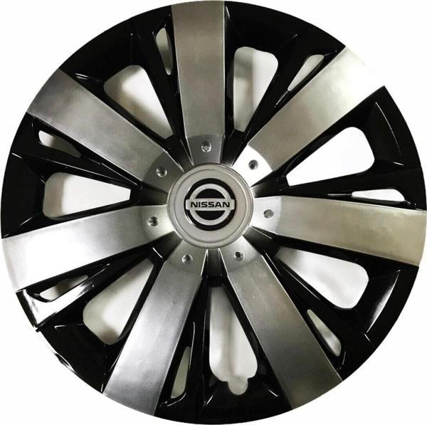 Nkt Group Nissan Primera Uyumlu 15 Inç Piano Black Siyah Beyaz Renkli Jant Kapağı 4 Adet - Image 1