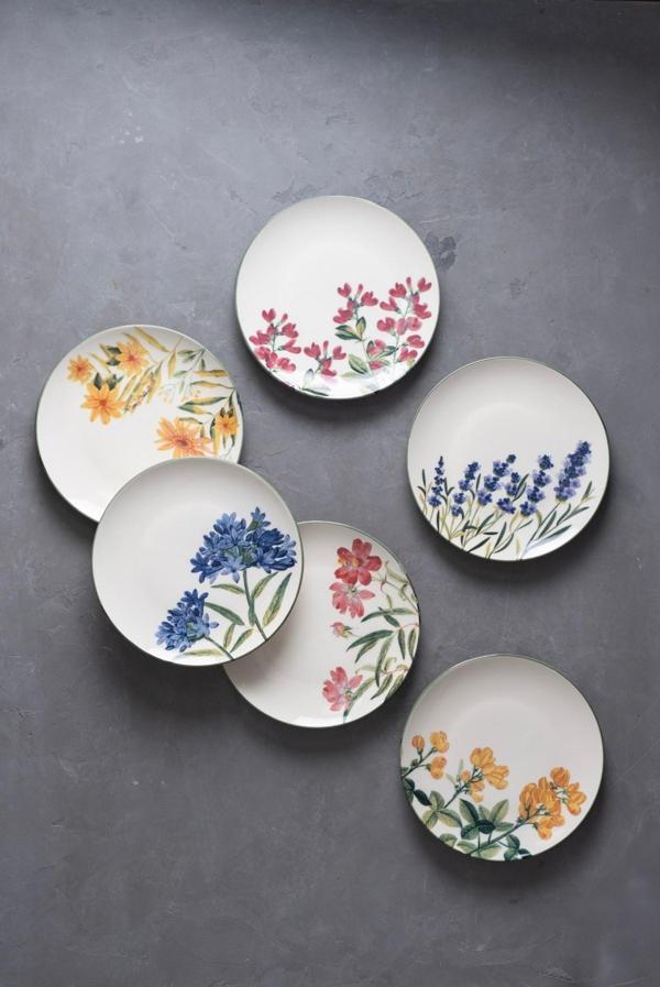 TABAK EVİ Porselen New Flower Garden Pasta Tabağı 20cm 6 Kişilik 6 Parça TVL6PTPRS1115 - Image 1