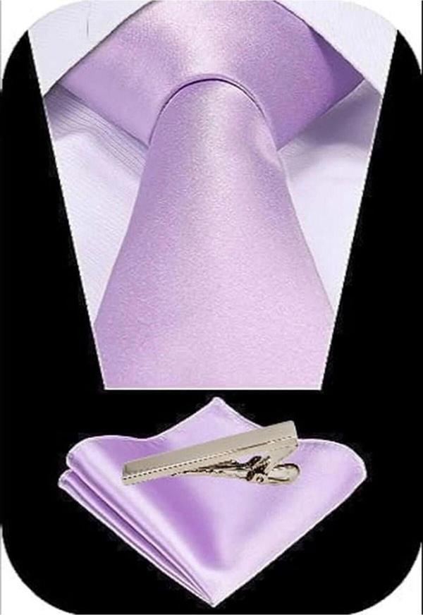 Erkek Saten Kravat Mendil Ve Silver Çelik Kravat İğne Set - Image 1