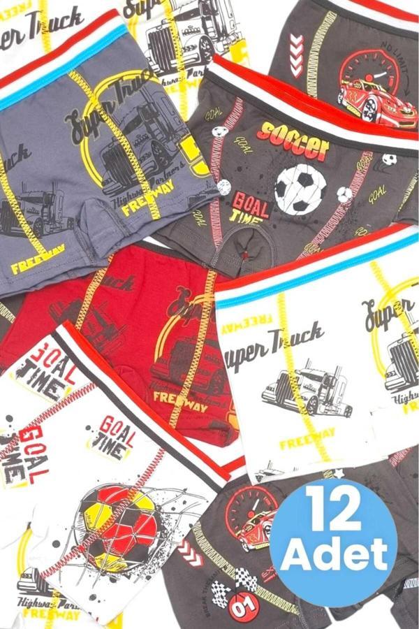 Tezzgelsin Erkek Çocuk %100 Pamuklu 12'Li Boxer - Image 1