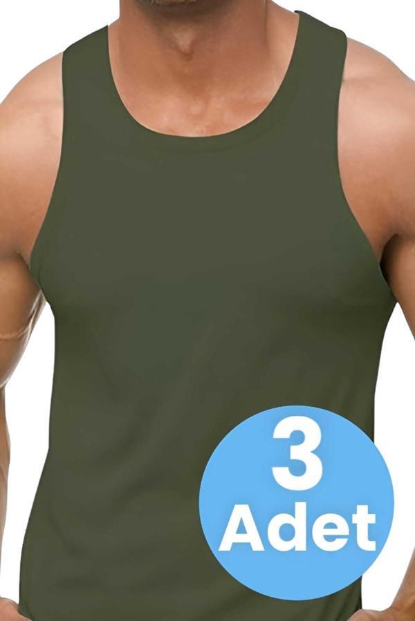 Tezzgelsin Erkek Pamuklu 3'Lü Atlet Asker Atleti Asker Çamaşırı - Image 1