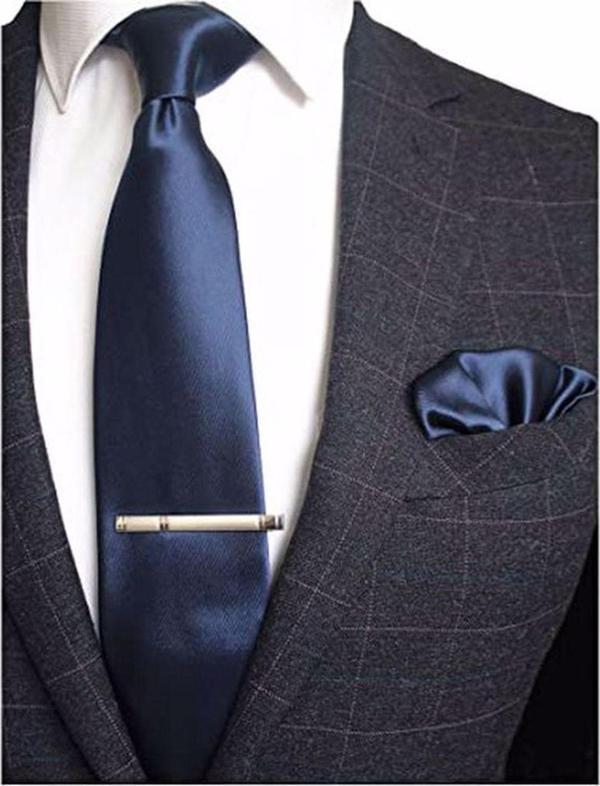 Erkek Düz Renk Kravat Ve Mendil Set Erkek Kravat - Image 1