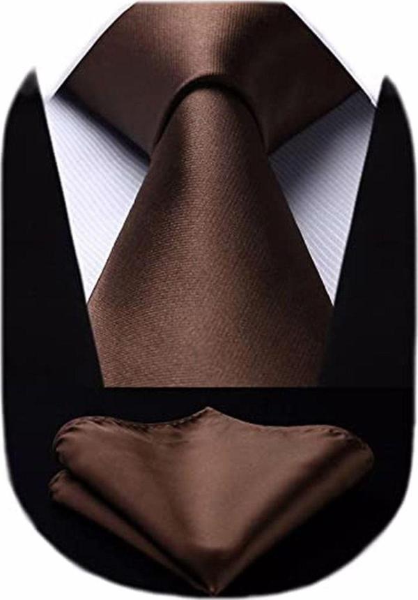 Erkek Düz Renk Kravat Ve Mendil Set Erkek Kravat - Image 1