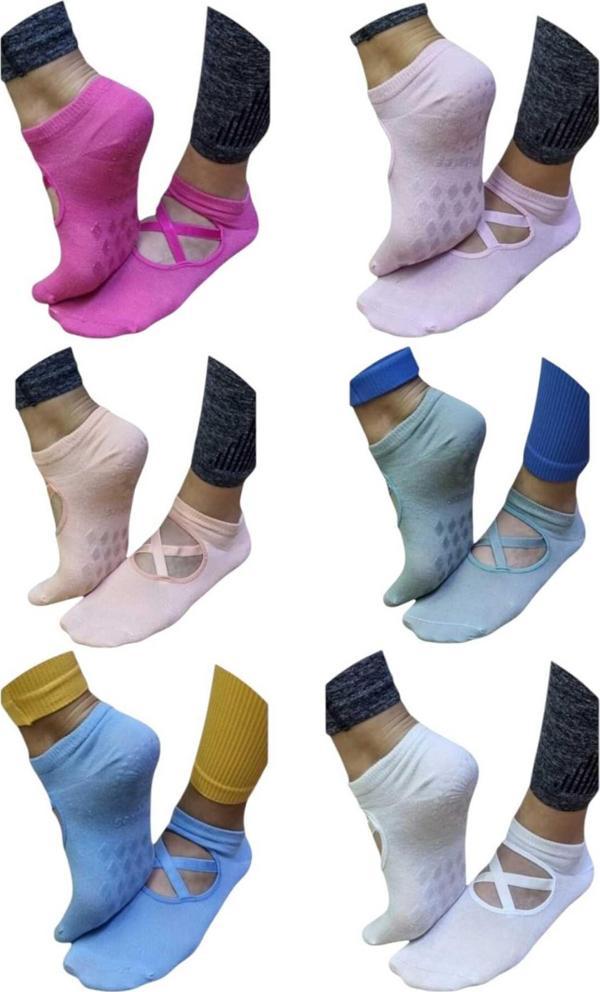 Kadın Pamuklu Kaydırmaz Taban Yoga Pilates Çorabı 6 Renk - Image 1