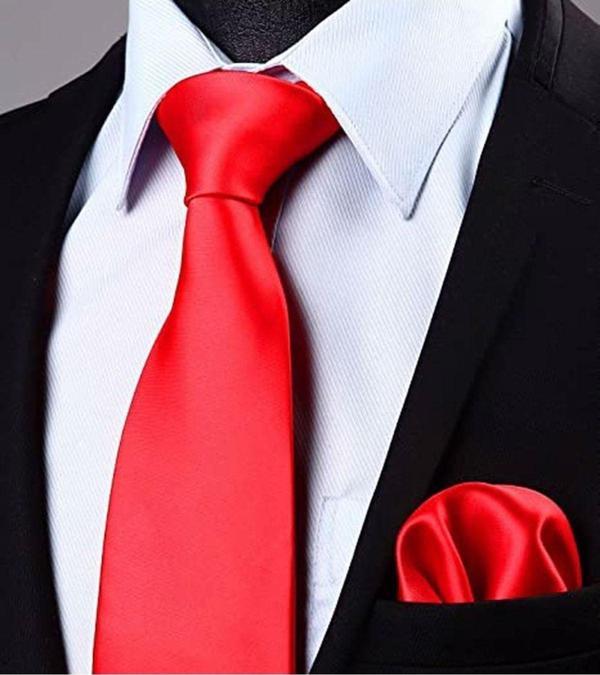 Erkek Düz Renk Kravat Ve Mendil Set Erkek Kravat - Image 1