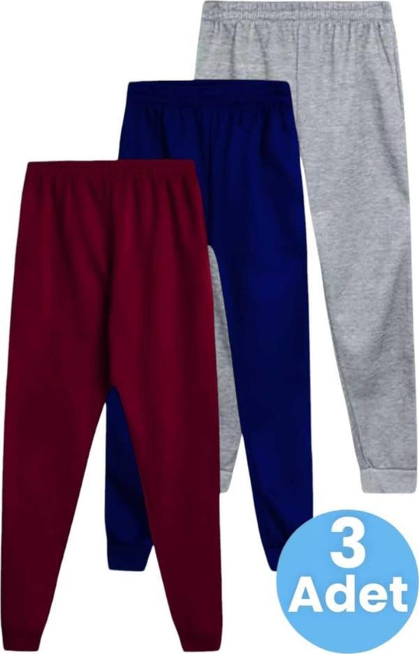 Çocuk Unisex Beli Lastikli Jogger Eşofman Altı 3'Lü Set - Image 1