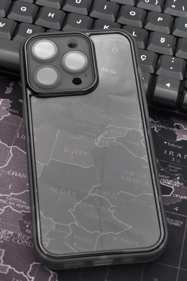 iPhone 13 Pro Uyumlu Siyah Kenarlı Renkli Yarı Şeffaf Kapak Kılıf Kamera Lens Korumalı - Image 1