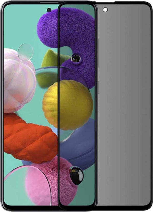 Samsung Galaxy A55 Uyumlu Tam Kaplayan Hayalet Cam Siyah Karartma Ekran Koruyucu Cam Anti-Static Özellikli Siyah Çerçeve - Image 1