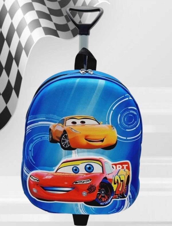 Anaokulu Kreş Şimşek Mcqueen 3D Kabartmalı Tekerli Ve Çekçekli Okul Çantası Ve Sırt Çantası - Image 1