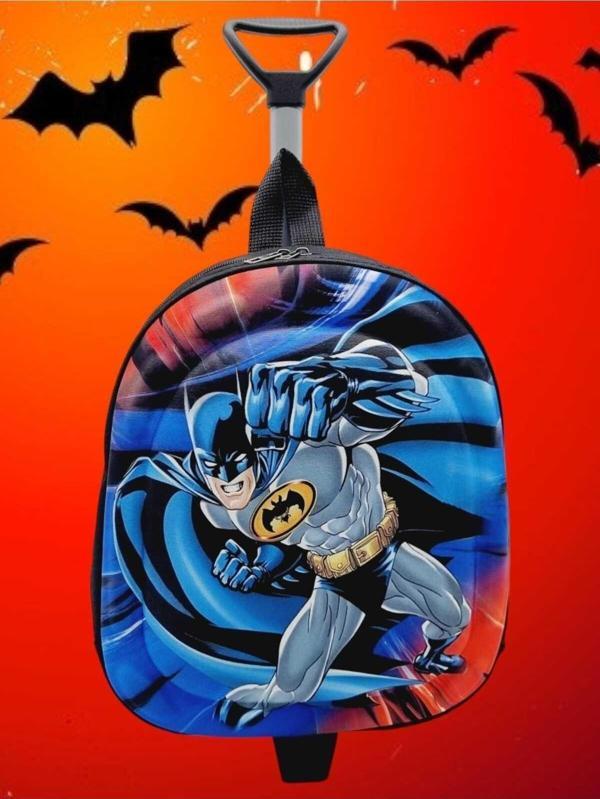 Anaokulu Kreş Yarasa Adam Batman Kabartma Baskılı Çekçekli Tekerli Sırt Çantası Ve Okul Çantası - Image 1