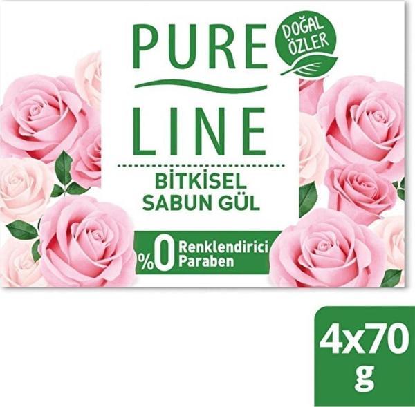 Pure Line Pureline Katı Sabun Bitkisel Gül Kokulu 4X70Gr El Sabunu - Image 1