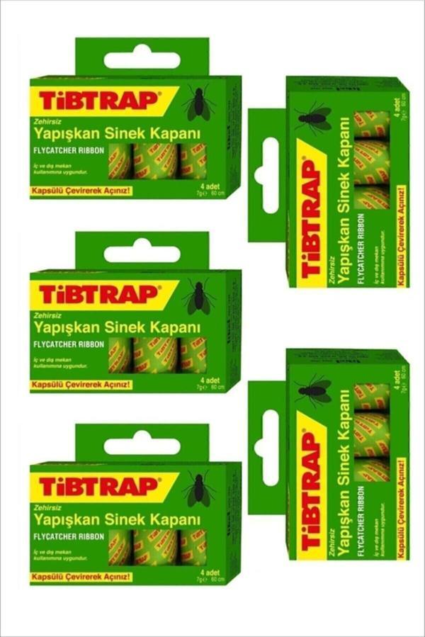 Tiptrap 5'Li Tibtrap Yapışkan Sinek Bandı Karasinek Haşere Tuzağı Zehirsiz - Image 1