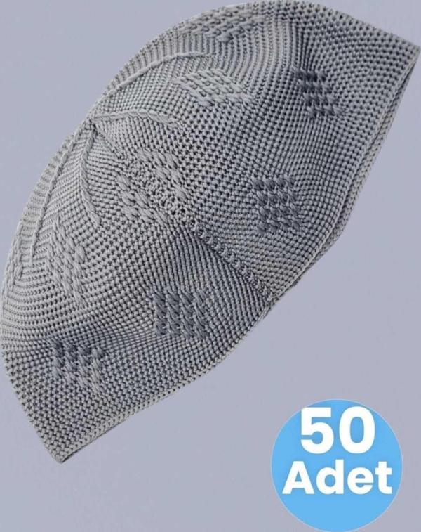 50'Li Dokuma Örgü Desenli Takke Kaliteli Namaz Takkesi - Image 1