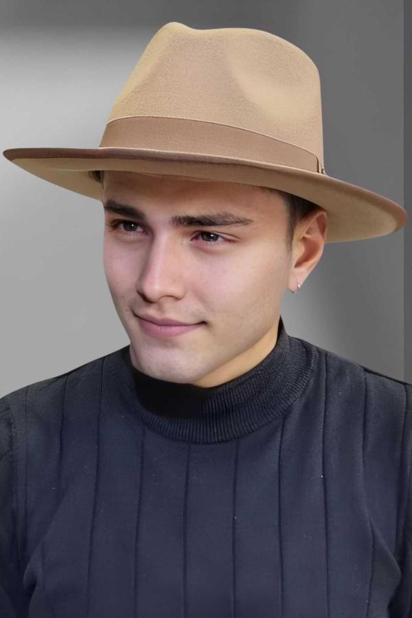 Erkek Panama Kaşe Biyeli Fötr Şapka - Image 1