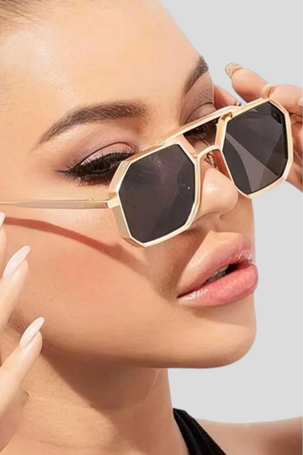 Kadın Steampunk Eva Gold Metal Güneş Gözlüğü - Image 1
