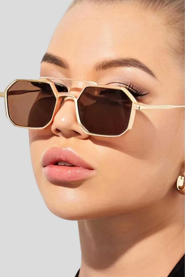 Kadın Steampunk Gigi Gold Metal Güneş Gözlüğü - Image 1