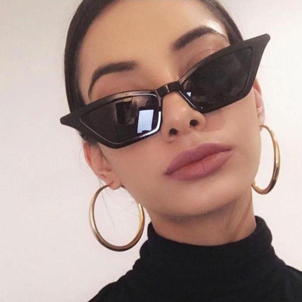 Kadın Thin Cat Eye Siyah Çerçeveli Güneş Gözlüğü - Image 1