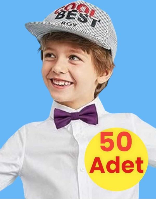 Erkek Çocuk Saten Papyon 50 Adet - Image 1