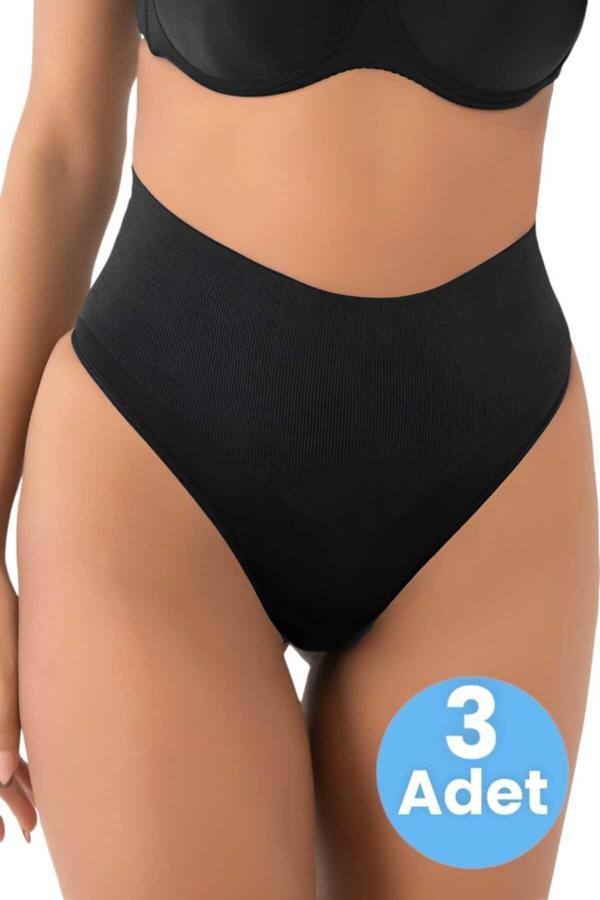 Tezzgelsin Kadın Dikişsiz Alt Karın Toparlayıcı String Külot Korse 3'Lü Set - Image 1