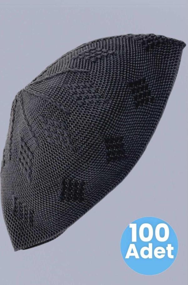 100'Lü Dokuma Örgü Desenli Takke Kaliteli Namaz Takkesi - Image 1