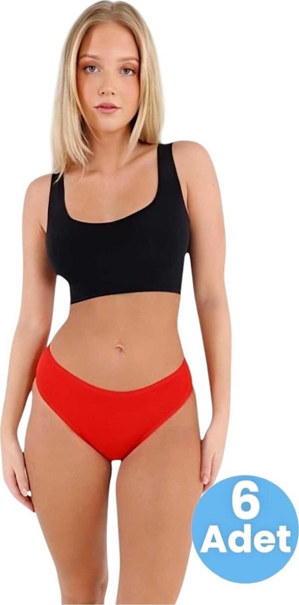 Tezzgelsin Kadın Pamuklu Penye Süprem Kumaş Bikini Külot Kadın Bikini Külot 6 Adet - Image 1