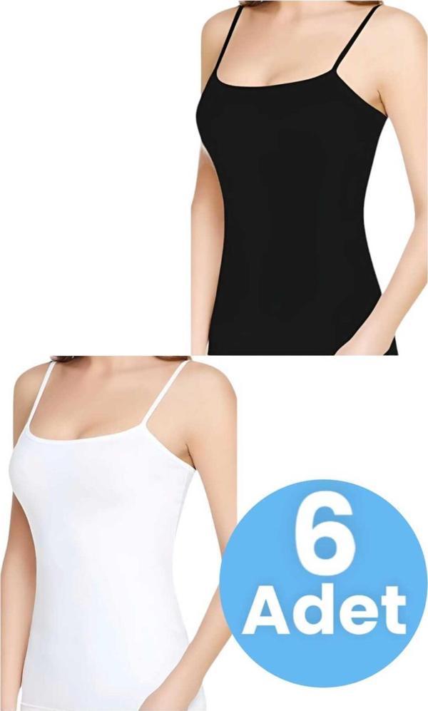 Tezzgelsin Kadın Pamuklu İp Askılı 6'Lı Atlet - Image 1
