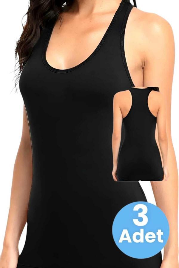 Tezzgelsin Kadın Kalın Askılı Pamuklu Rambo Atlet 3'Lü Set - Image 1