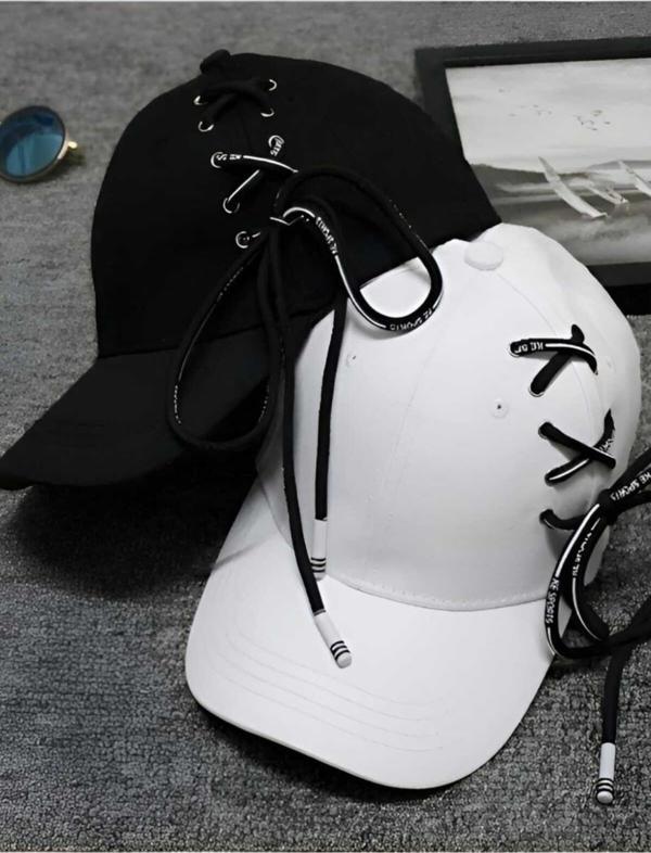 Unisex K Pop Tasarım Bağcıklı Arkadan Ayarlanabilir Tasarım Şapka 2'Li Set - Image 1