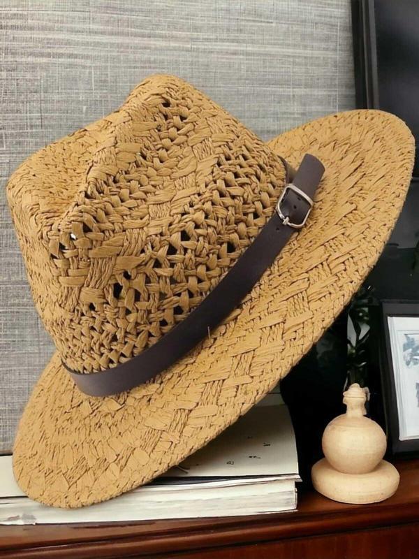 Unisex Yazlık Organik Örme Hasır Fötr Şapka - Image 1