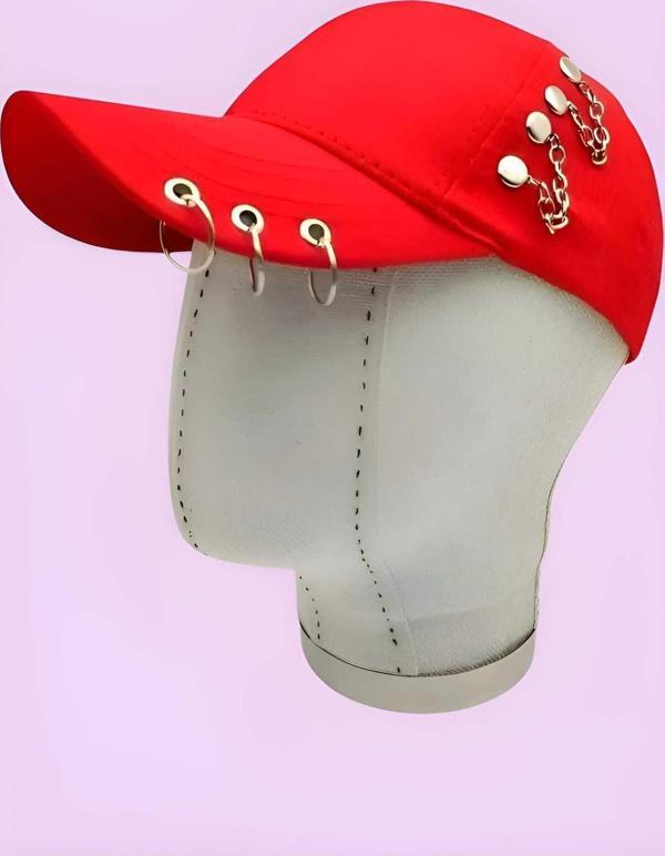 Unisex Arkadan Ayarlanabilir K Pop Tasarım Piercing Kep Şapka - Image 1