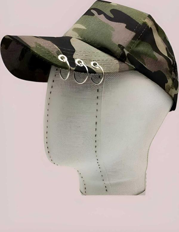 Unisex Arkadan Ayarlanabilir 3 Halka Piercing Şapka Beyzbol Kep Şapka - Image 1