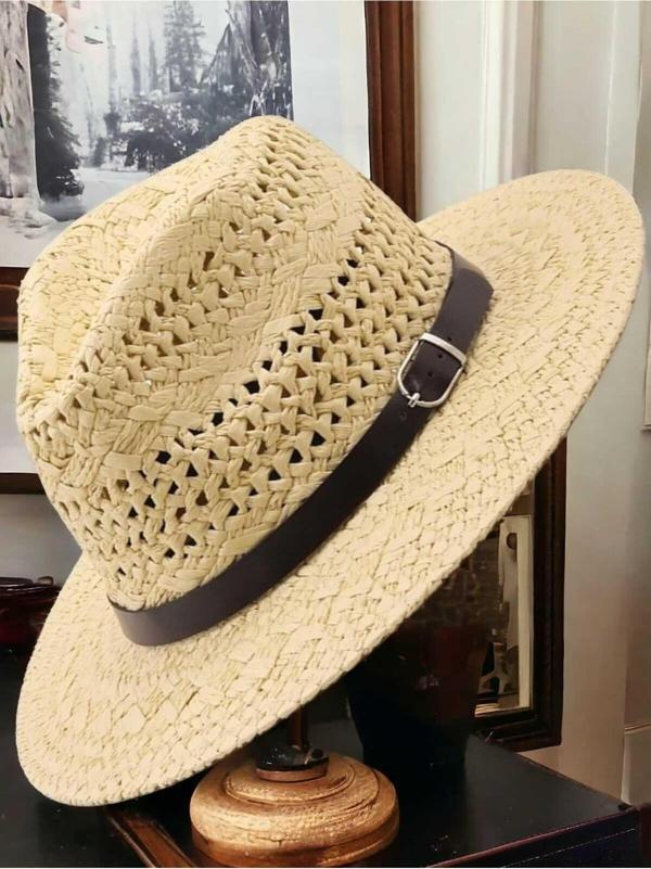 Unisex Yazlık Organik Örme Hasır Fötr Şapka - Image 1