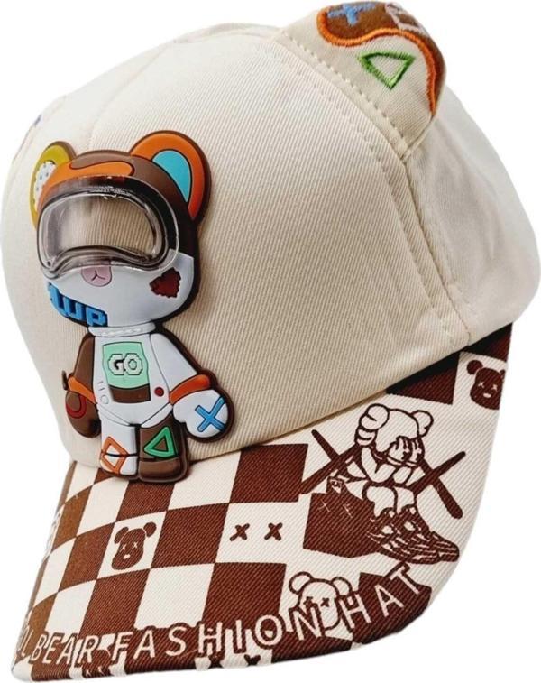Çocuk 4-8 Yaş Kabartmalı Astronot Desenli Kulaklıklı Şapka - Image 1