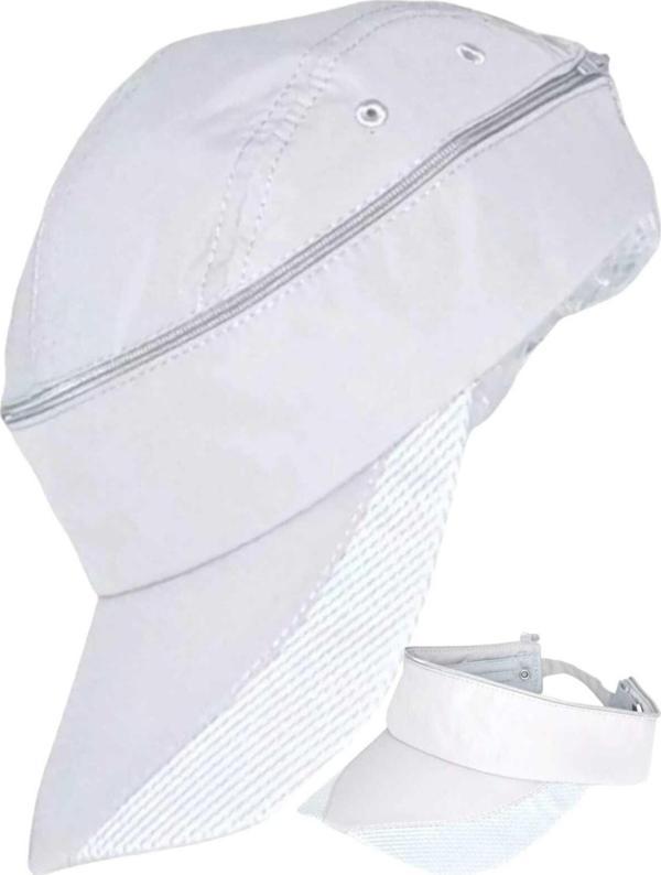 Unisex Mikro Kumaş Fermuarlı Sporcu Koşu Tenis Şapkası Vizör Şapka - Image 1