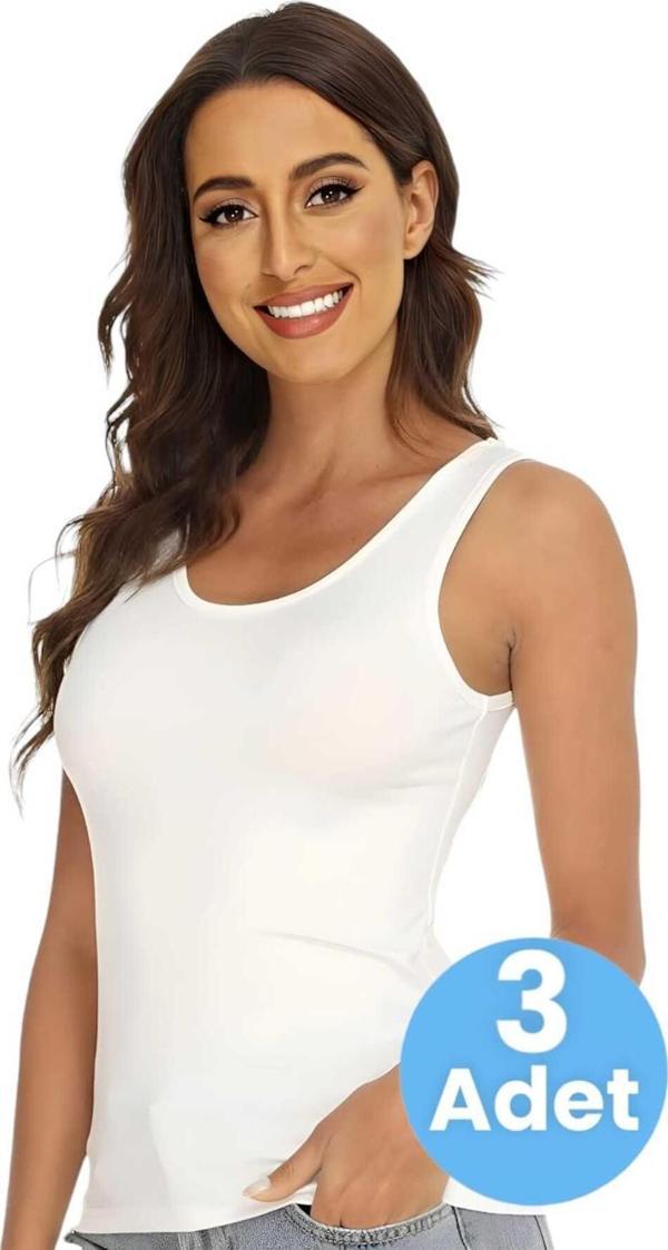 Tezzgelsin Kadın Kalın Askılı Pamuklu Atlet 3'Lü Set - Image 1