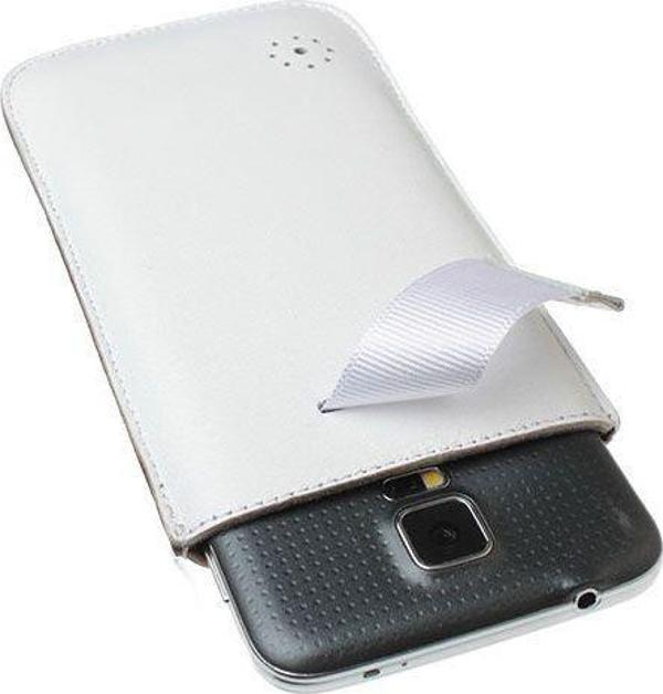 Galaxy S5 G900 ile Uyumlu Çekmeli Deri Kılıf Beyaz - Image 1