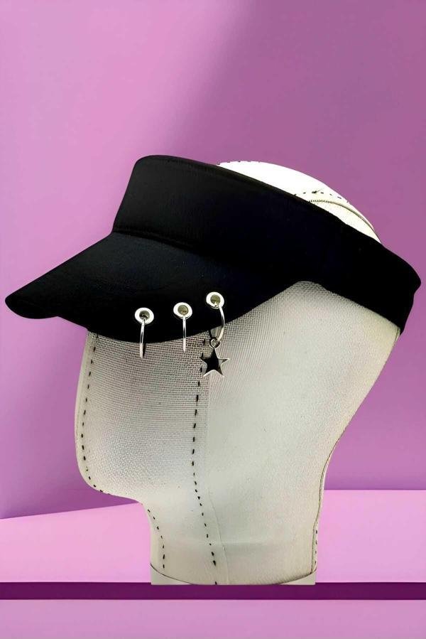 Unisex Ayarlanabilir Yazlık Piercing Vizör Şapka - Image 1