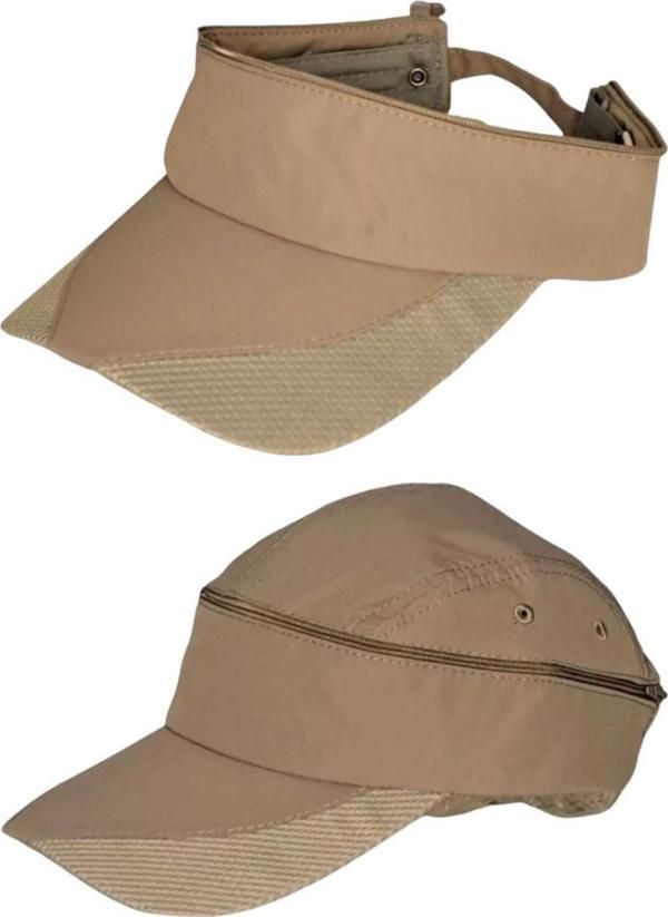 Unisex Mikro Kumaş Fermuarlı Sporcu Koşu Tenis Şapkası Vizör Şapka - Image 1