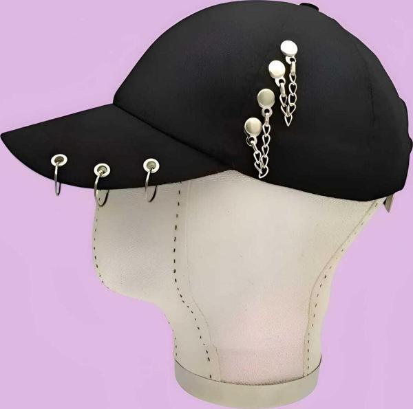 Unisex Arkadan Ayarlanabilir K Pop Tasarım Piercing Kep Şapka - Image 1