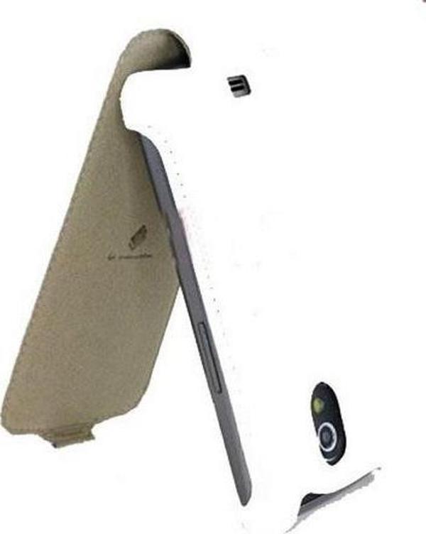 Galaxy Nexus i9250 ile Uyumlu Lenouveau Marka Hakiki Deri Kılıf Beyaz - Image 1