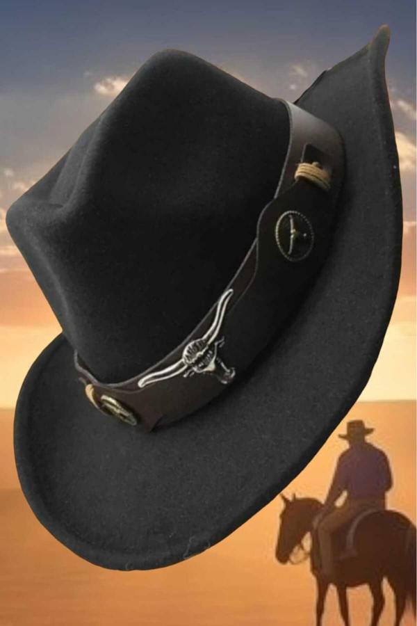 Unisex Kovboy Fötr Şapka Kovboy Şapkası Kovboy Şapka - Image 1