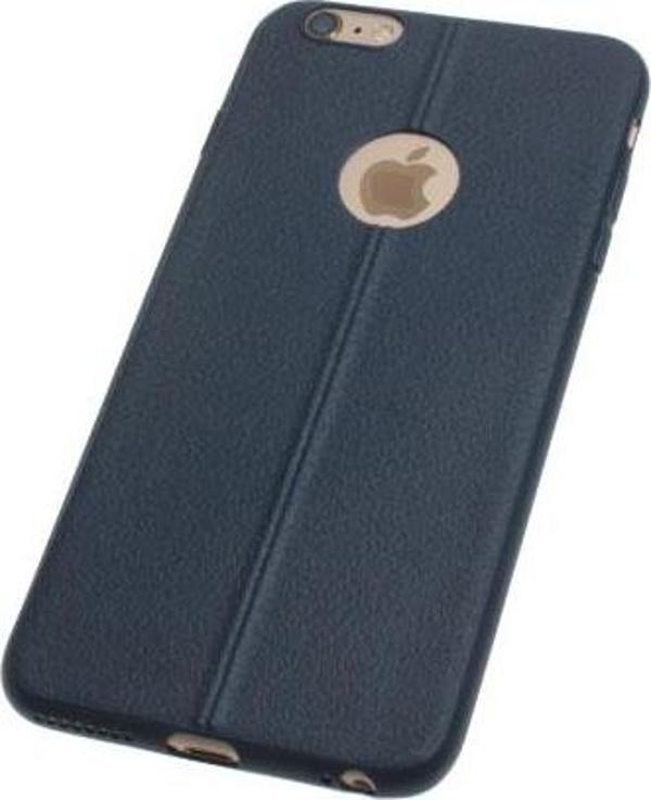 iPhone 6S Plus/6 Plus ile Uyumlu Slim Silikon Deri Desenli Kılıf Lacivert - Image 1