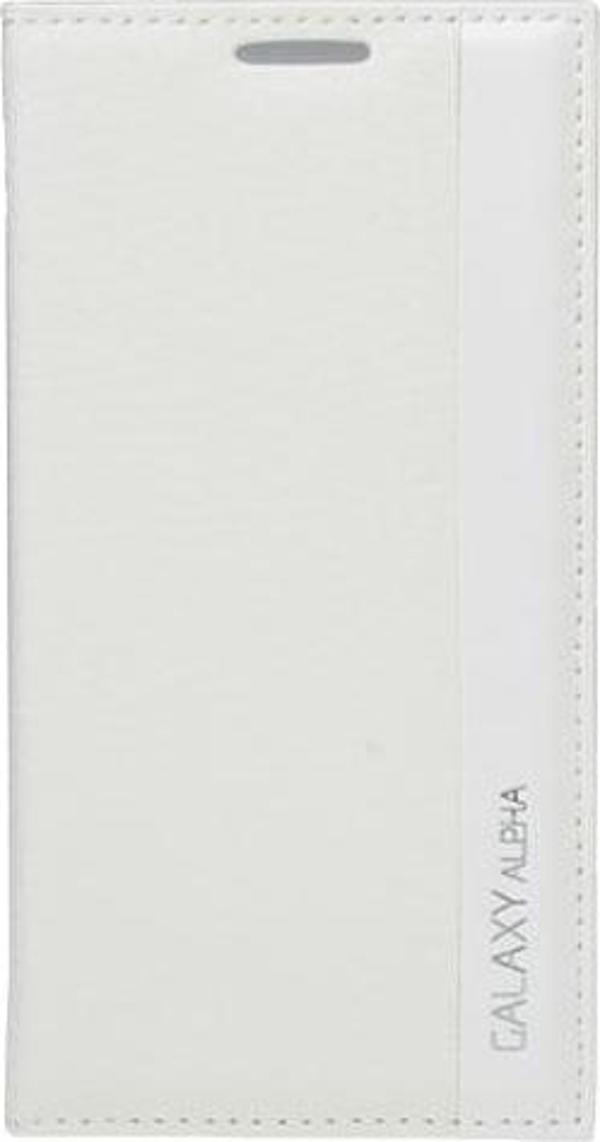 Galaxy Alpha ile Uyumlu Magnum Serisi Yan Model Kapaklı Kılıf Beyaz - Image 1